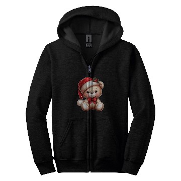 Discover Bear Pet Merry Christmas Cute Teddy Bear Santa Hat Papillon Bow Tie Zip Hoodies