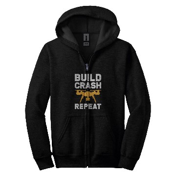 Discover Flying Drone Build Crash Repeat Pilot Hobby Quadcopter Zip Hoodies