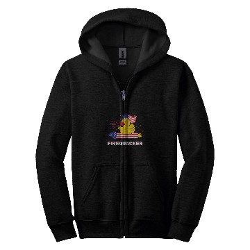 Discover Duck Pet Funny 4th July Firequacker Rubber Duck Riding A Firework Zip Hoodies