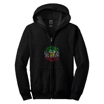 Discover Lion Pet Head Flag Iran Zip Hoodies