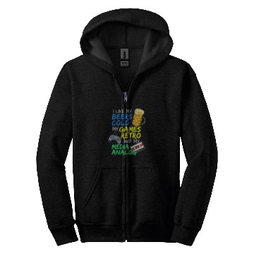 Discover Beer Fun Analog Media Retro Gamer Gaming Geek Cassette Zip Hoodies