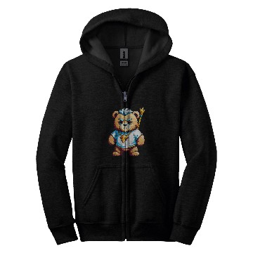 Discover Bear Pet Zeus Greek God of Lighting Thunder Teddy Bear Cartoon 2 Zip Hoodies