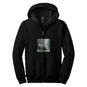 Discover Panda Pet Sleeping Under Bamboo While Gentle Rain Sleep Serene Zip Hoodies