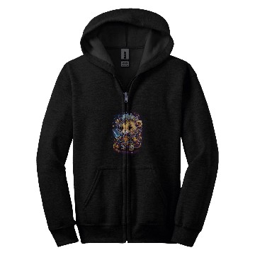Discover Lion Pet Chibi Style Kids Cute With Celestial Elements Zip Hoodies