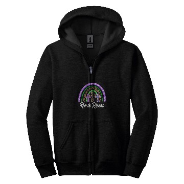 Discover He Is Risen Leopard Rainbow Christian Jesus Happy Easter Day Zip Hoodies