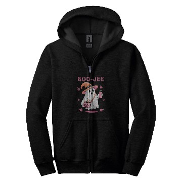 Discover Coffee Fun Boo Jee ghosts Drinking Coffee Spooky Pink Funny Halloween Zip Hoodies