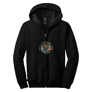 Discover Bear Pet Protect Our National Parks Retro Grizzly Bear Graphic Zip Hoodies