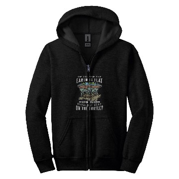 Discover Turtle Pet Flat Earth Turtle Design For Conspiracy Theorist Zip Hoodies