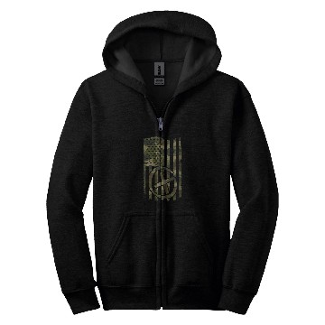 Discover Hunting Cache Geocacher Geocaching USA Flag 4th July Zip Hoodies