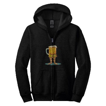 Discover Beer Fun Vacation Beer in Swim Trunks Costume Zip Hoodies