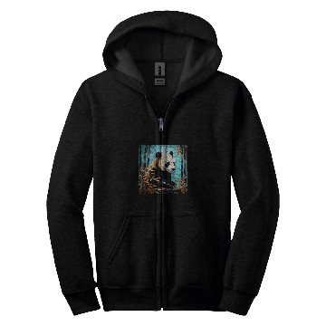 Discover Panda Pet Aurora Essence Kintsugi Panda in Bamboo Tapestry Zip Hoodies