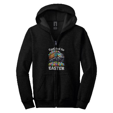 Discover EggCited for Easter Bunny Egg Hunt Dump Truck Boys Girls 1 Zip Hoodies