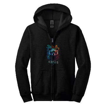 Discover Panda Pet Tokyo coordinates Panda Vaporwave Design Zip Hoodies