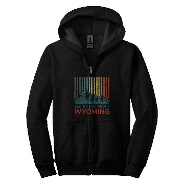 Discover Jackson Hole Wyoming Nature Hiking Outdoors Retro Zip Hoodies