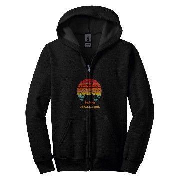 Discover Bear Pet Poconos Pennsylvania Bear Sunset Vacation Zip Hoodies