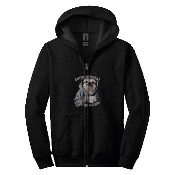 Discover Coffee Fun Guten Morgen Zisch ab Digger Sloth Coffee Saying Zip Hoodies