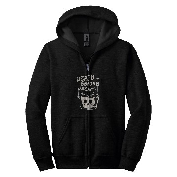 Discover Coffee Fun death before decaf coffee illustration Halloween Zip Hoodies