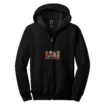 Discover Coffee Fun Cozy Season Retro Christmas Coffee Hot Chocolate Zip Hoodies