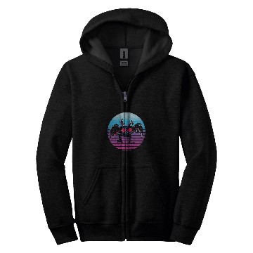 Discover Retro Sunset Mothman Cryptozoology Cryptid Monster Folklore Zip Hoodies