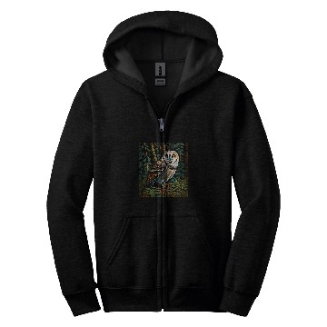 Discover Owl Pet Barn Owl in a Dark Forest Zip Hoodies