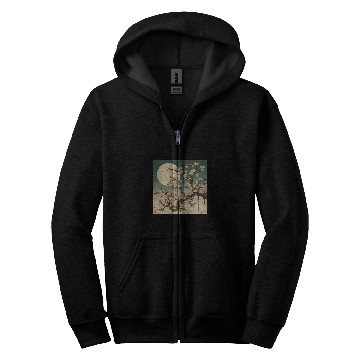 Discover Midnight Magic in a Blossoming Cherry Blossom Forest Zip Hoodies