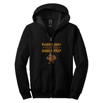 Discover Running Away Dinner Prep Turkey Trot Running Thanksgiving Zip Hoodies