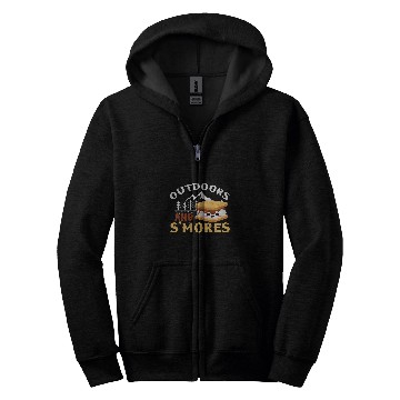 Discover Kawaii Outdoors And Smores Campfire Marshmallow Roasting Zip Hoodies
