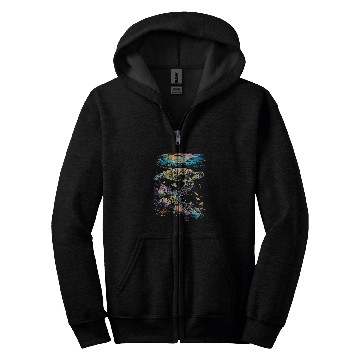 Discover Turtle Pet Hawaii Postcard Turtle Swimming Crystal Clear Zip Hoodies