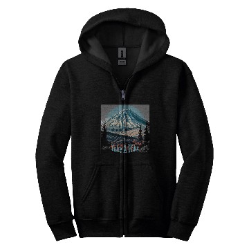 Discover Take a hike mountain trails outdoor adventure fun sun Zip Hoodies