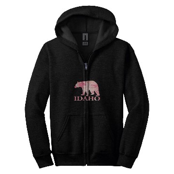 Discover Bear Pet Hunt Idaho State Pink Camo Zip Hoodies