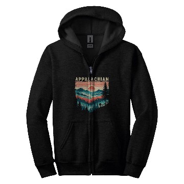 Discover Trail Horizontal Stripe Appalachian Trail Hiking Camper Zip Hoodies