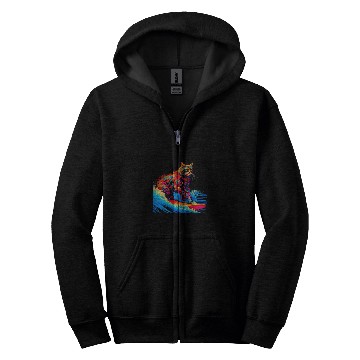 Discover Surfing Maine Coon Cat Surf Zip Hoodies