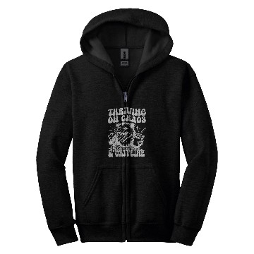 Discover Coffee Fun thriving on chaos caffeine Zip Hoodies