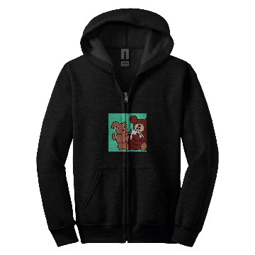 Discover Bear Pet Hot Chocolate Drinking Bear Super Cute Odd vintages Cartoon Zip Hoodies