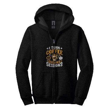 Discover Coffee Fun I Turn Coffee Into Guidance Session School Counselor Zip Hoodies