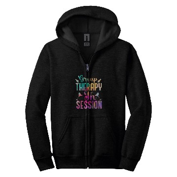 Discover Wines Fun Group Therapy in Session Funny Group Drinking Zip Hoodies
