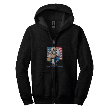 Discover Beer Fun Ben Beer 4th of July Benjamin Franklin USA Merica Zip Hoodies