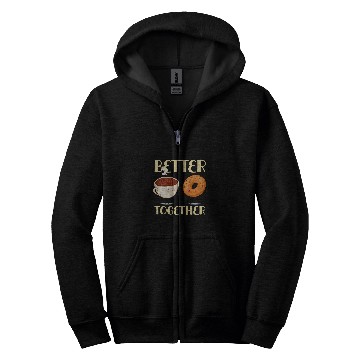 Discover Coffee Fun Better Together Coffee And Bagel Funny Breakfast Food Zip Hoodies