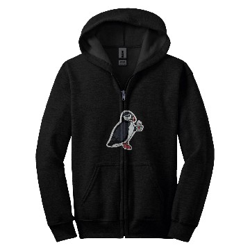 Discover Coffee Fun Puffin Drinking Coffee Zip Hoodies