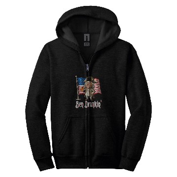 Discover Beer Fun Ben Drankin Benjamin Franklin Drinking A Beer Zip Hoodies