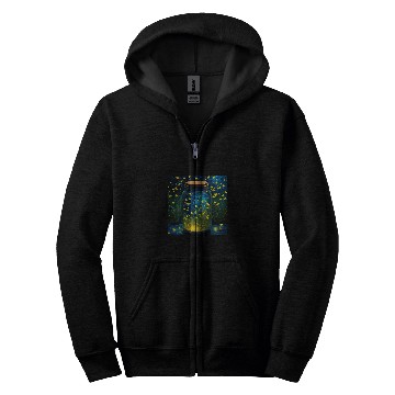 Discover Mystical Fireflies Nostalgic Nature Hiking Camping Product Zip Hoodies
