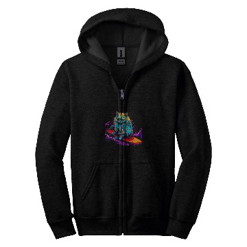 Discover Persian Cat Surf Zip Hoodies