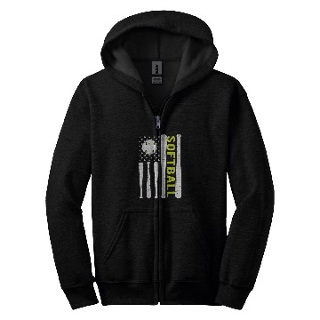 Discover American Flag Softball Team vintages USA Zip Hoodies