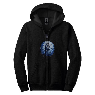 Discover Owl Pet Twilight Blue Impressionist Owl on Skeletal Tree Zip Hoodies