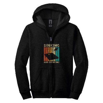 Discover Lacrosse Gift Funny Cornhole Corn Hole Retro Sinking And Drinking Zip Hoodies