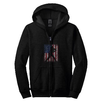 Discover American Flag Print on the Back Baseball Red White Blue Zip Hoodies