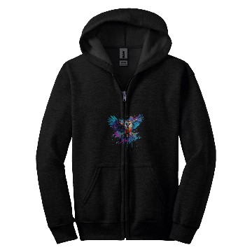 Discover Owl Pet Colorful Barn Owl Owls Lover Splash Art Zip Hoodies