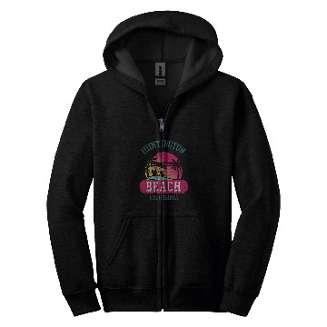 Discover Distressed Huntington Beach CA Beach Sunset Novelty Art Zip Hoodies