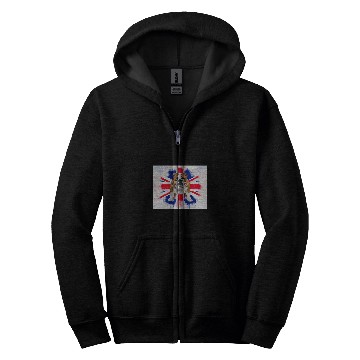 Discover British Bulldog on Dripping Painted Union Jack Flag English Zip Hoodies