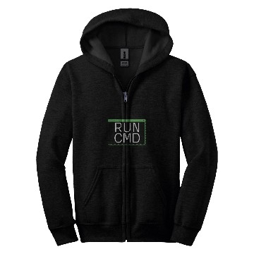 Discover RUN CMD Command prompt DOS Screen Zip Hoodies